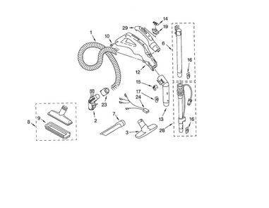 Hose And Attachments Diagram and Parts List for 11621513000  Kenmore Canister Vacuum