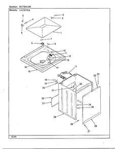 Exterior Diagram and Parts List for 6743B  Norge Washer