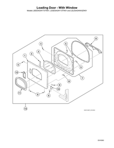 Loading Door - With Window Diagram and Parts List for LSGE5AGW113TW01 2001000001 Speed Queen Dryer