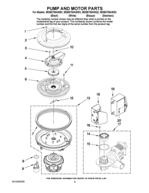 08 - PUMP AND MOTOR PARTS Diagram and Parts List for MDB6759AWW3  Maytag Dishwasher