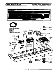 Control Panel & Components Diagram and Parts List for WC702  Maytag Dishwasher