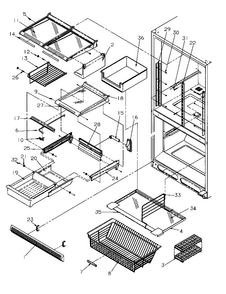 Refrigerator/freezer Shelving Diagram and Parts List for BR22S6E-P1196703WE  Amana Refrigerator