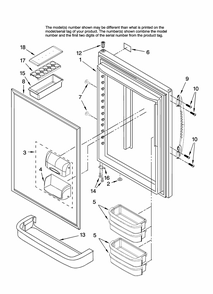 Refrigerator Door Parts Diagram and Parts List for GB2526PEKW12  Amana Refrigerator