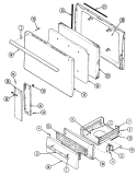 DOOR / DRAWER Diagram and Parts List for 4100PRW  Magic Chef Range