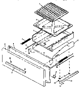 Broiler Drawer Assembly Diagram and Parts List for RLN381UL P1142962NL Caloric Range