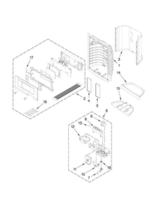 Dispenser Front Parts Diagram and Parts List for MFX2571XEW0  Maytag Refrigerator