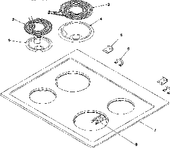 Main Top Diagram and Parts List for ARS636E-P1130640NE  Amana Range