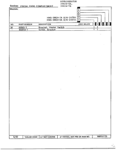Fresh Food Compartment Page 3 Diagram and Parts List for 39824-7A  Admiral Refrigerator