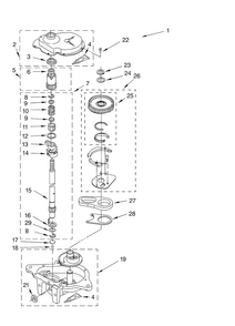 Gearcase Parts Diagram and Parts List for 2DMTW5705TW1  Maytag Washer