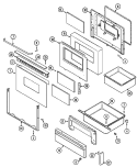 DOOR / DRAWER Diagram and Parts List for CRE9500DDE  Maytag Range
