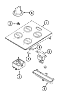CONTROL ASSEMBLY Diagram and Parts List for CVE4270B  Jenn-Air Cooktop