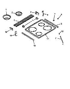 Main Top Diagram and Parts List for CARS637E-P1130656NE  Amana Range