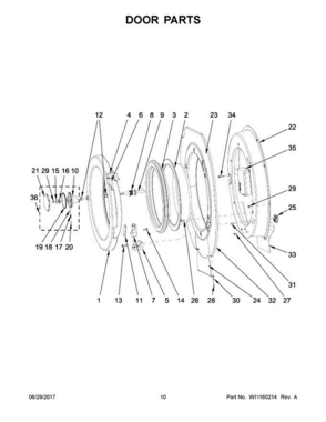 06 - Door Parts Diagram and Parts List for MXR25PDAAS  Maytag Washer