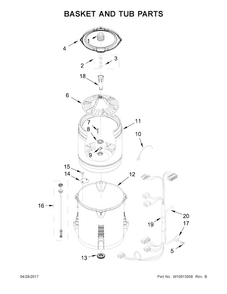 Basket And Tub Parts Diagram and Parts List for MVWC415EW2  Maytag Washer