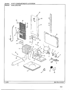 Unit Compartment And System Diagram and Parts List for HMG-22912-0C  Admiral Refrigerator