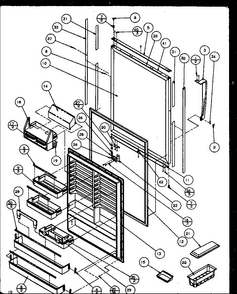 Refrigerator Door Diagram and Parts List for TZ21Q2E-P1111713WE  Amana Refrigerator