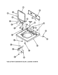 Cabinet, Top/loading Door Diagram and Parts List for LW6153LB-PLW6153LBA  Amana Washer
