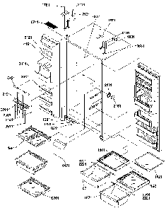 Refrigerator/freezer Shelves, Lights, And Hinges Diagram and Parts List for SRD327S3W-P1312502WW  Amana Refrigerator