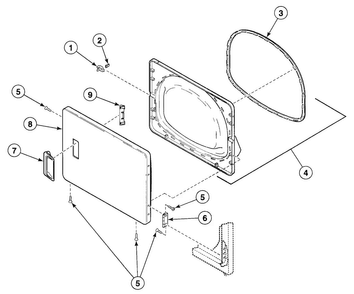 Loading Door Diagram and Parts List for SSGT09WF  Speed Queen Dryer