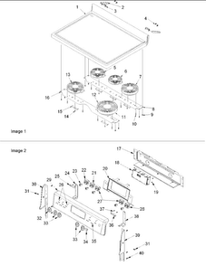 Main Top And Backguard Diagram and Parts List for ACF4265AS0-PACF4265AS1  Amana Range