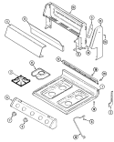 TOP Diagram and Parts List for 3116PRW  Magic Chef Range