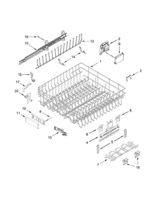 Upper Rack And Track Parts Diagram and Parts List for JDB9000CWP1  Jenn-Air Dishwasher