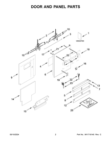 Door And Panel Parts Diagram and Parts List for JDAF5924RL0  Jenn-Air Dishwasher