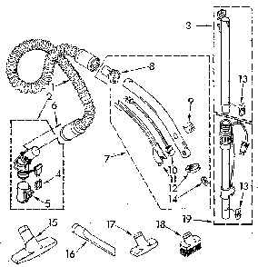 Hose And Attachment Diagram and Parts List for 1162041081  Kenmore Canister Vacuum