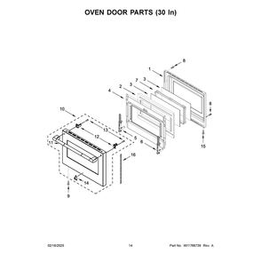 Oven Door Parts (30 In) Diagram and Parts List for JPIGC748RL00  Jenn-Air Range