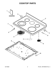 Cooktop Parts Diagram and Parts List for MER7700LZ2  Maytag Range