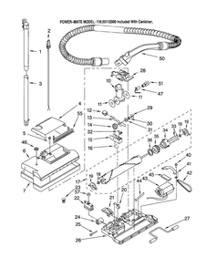 Power-mate Diagram and Parts List for 11620112000  Kenmore Canister Vacuum