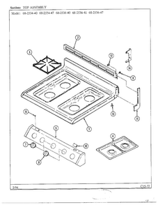 Top Assembly Diagram and Parts List for 68-2534-40  Magic Chef Range