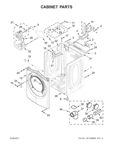 Cabinet Parts Diagram and Parts List for CED7464GW0  Crosley Dryer