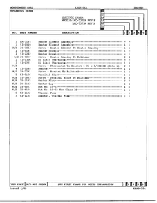Electric Dryer/heater Page 2 Diagram and Parts List for 7375A REV F Norge Dryer