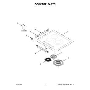 Cooktop Parts Diagram and Parts List for JIC4324KB02  Jenn-Air Cooktop