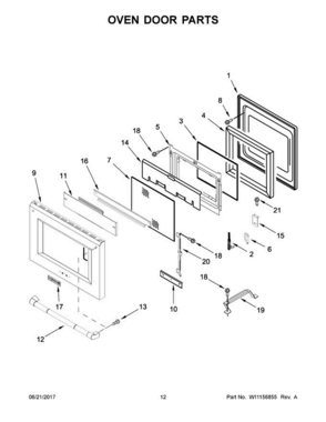 07 - Oven Door Parts Diagram and Parts List for JGRP536WP02  Jenn-Air Range