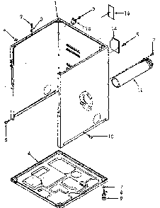 Cabinet, Exhaust Duct And Base Diagram and Parts List for NG4619W53721  Speed Queen Dryer