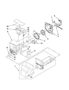 Motor And Ice Container Parts Diagram and Parts List for AFI2538AES6  Amana Refrigerator