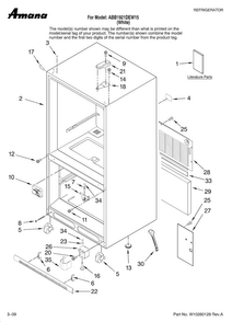 Cabinet Parts Diagram and Parts List for ABB1921DEW15  Amana Refrigerator
