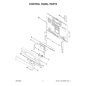 Control Panel Parts Diagram and Parts List for MFES4030RS1  Maytag Range