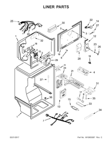 Liner Parts Diagram and Parts List for MRT311FFFM00  Maytag Refrigerator