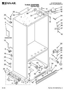 Cabinet Parts Diagram and Parts List for JF42SEFXDB00  Jenn-Air Refrigerator