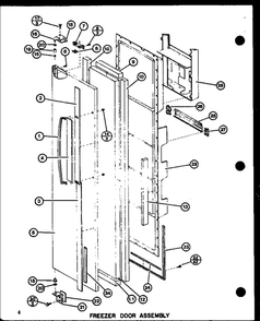 Freezer Door Assembly Diagram and Parts List for IC2-P3641508W-SXS  Amana Refrigerator