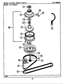 Clutch, Brake & Belts Diagram and Parts List for LSE9900AFE  Maytag Washer Dryer Combo