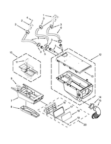 Dispenser Parts Diagram and Parts List for MHN30PRBWW0  Maytag Washer