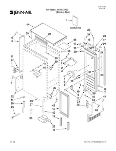 Cabinet Liner And Door Parts Diagram and Parts List for JIM158XXRS0  Jenn-Air Ice Maker