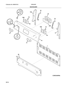 Backguard Diagram and Parts List for CRE3530PWD  Crosley Range