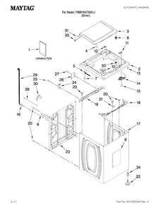 Top And Cabinet Parts Diagram and Parts List for 7MMVWX700XL1  Maytag Washer