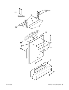 Door Panel Parts Diagram and Parts List for JDB8200AWS2  Jenn-Air Dishwasher