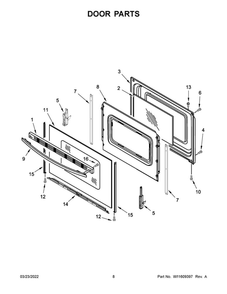 Door Parts Diagram and Parts List for 4KMER7600AW3  Maytag Range